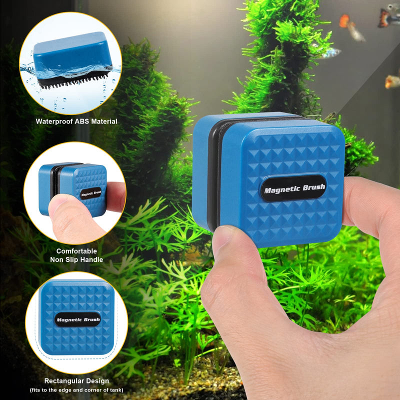 Learay Magnetic Aquarium Algae Scraper, Fish Tank Glass Cleaner Brush, Floating Algae Magnet Cleaning Tool Scrubber Brush Algae Remover for Aquarium Scrubber Brush with Non-Slip Handle Mini - BeesActive Australia