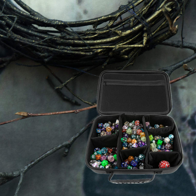 PUGED Dice Box DND Dice Holder with Adjustable Dividers and Zippered Bags Tabletop RPG Gamer Organizer Case Travel Storage Box Holds up to 200 Polyhedral Dice - BeesActive Australia