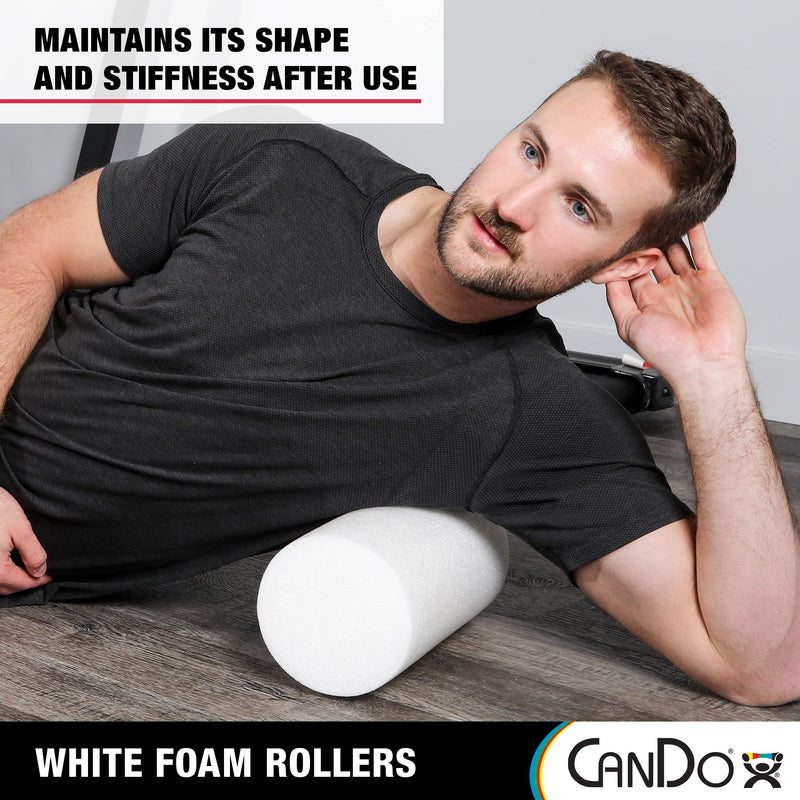 CanDo White PE Foam Rollers for Exercise, Finess, Muscle Restoration, Massage Therapy, Sport Recovery and Physical Therapy for Home, Clinics, Professional Therapy Round 6" x 18" 6" x 18" - BeesActive Australia