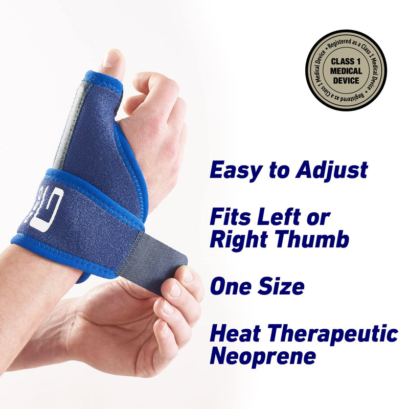 Neo G Thumb Brace - Immobilizer Support For Arthritis, Joint Pain, Thumb Injuries, Tendonitis, Trigger Thumb, Sprains, Sports - Adjustable Compression - Class 1 Medical Device - One Size - Blue - BeesActive Australia