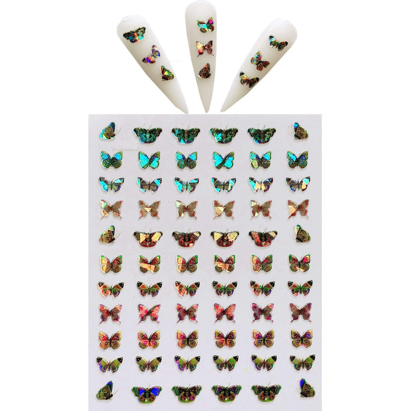 NAIL ANGEL 9sheets Nail Art Adhesive Sticker Sheets Different Laser Color Butterfly Shapes Nail Art Decoration 10215 - BeesActive Australia