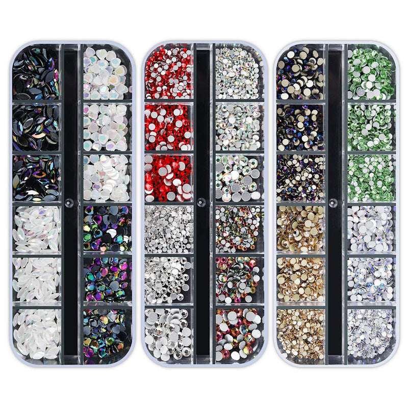 Artdone 12 boxes Nail Rhinestones,Nail Gems Nail Diamonds,Nail Art Studs Nail Crystals Nail Sequins for Nails Kit with 1 Tweezers and 3 Pen for Nail Art Supplies Accessories - BeesActive Australia