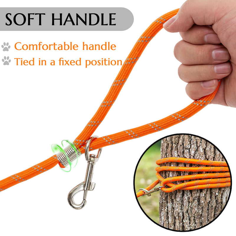 Segzwlor Long Dog Leash - 30ft, 50ft Reflective Training Heavy Duty Rope Dog Leash - Nylon Dog Lead Check Cord for Walking, Hunting, Camping, Running, etc. Easy Control for Small, Medium, Large Dogs 50 FT Orange - BeesActive Australia