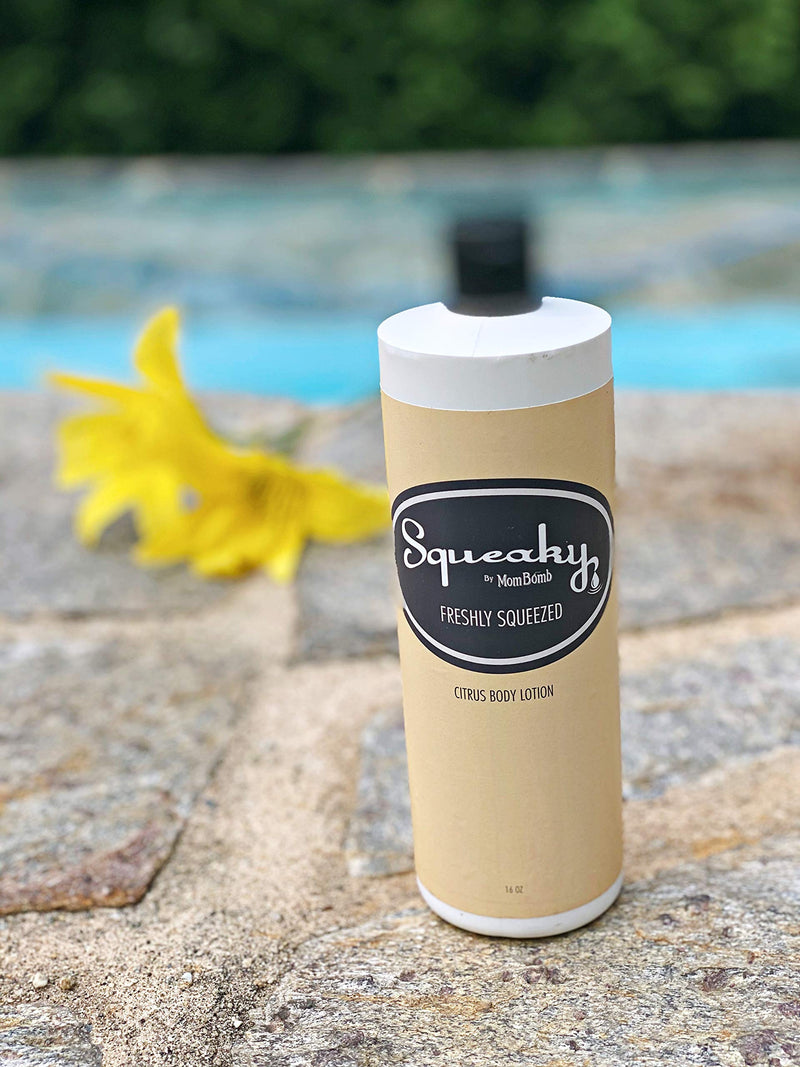 Freshly Squeezed Body Lotion - a blend of organic shea butter plus the citrus scents of orange and passion fruit nourishes your skin. Squeaky by Mom Bomb Body Lotion leaves skin feeling moisturized. - BeesActive Australia