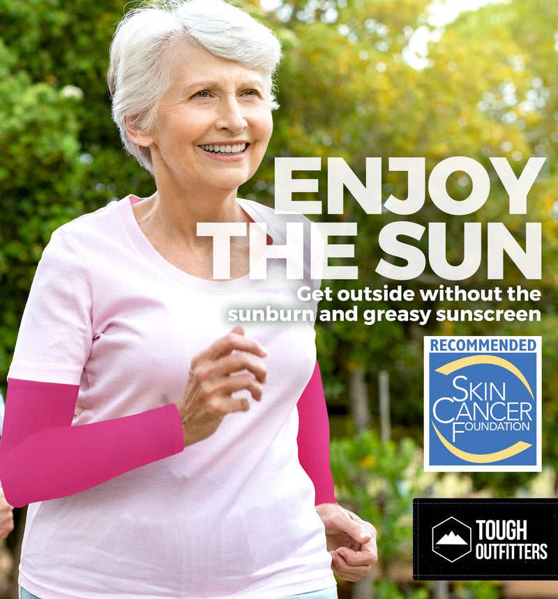 Tough Outdoors Sun Protection Arm Sleeves for Men & Women - UV Sleeves - Sun Sleeves for Golf - Cycling - Football Sleeves OSFM Hot Pink - 1 Pair - BeesActive Australia