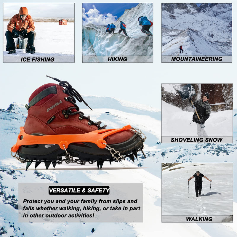 Crampons Ice Cleats Traction Stainless Whole Steel Plate Snow Grips for Boots Shoes Men Women Adults Unisex Anti-Skid Safe Protect for Walking, Hiking, Ice Fishing, Climbing X-Large - BeesActive Australia