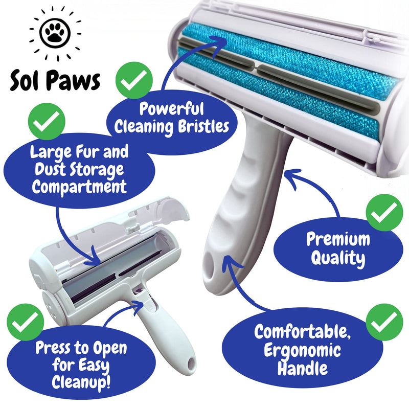 Sol Paws Pet Hair Remover for Dog, Cat, Animals- Multi-Surface Lint Roller for Pet Hair- Eco-Friendly Reusable Lint Roller- Portable- Cat and Dog Must Have - BeesActive Australia