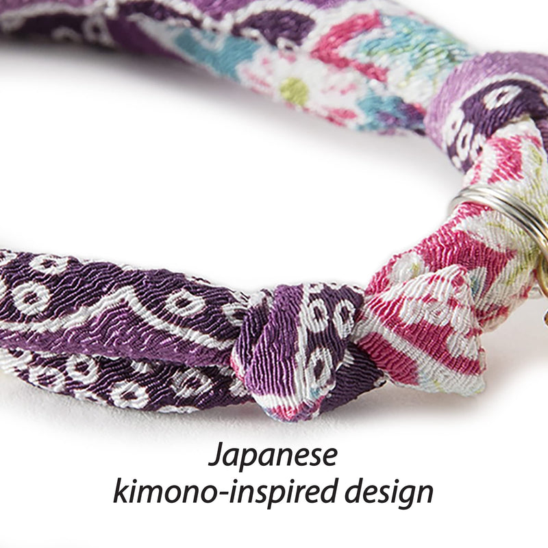 Necoichi Chirimen Hanabi Fireworks Cat Collar, Handcrafted in Japan, 1 Size fits All Purple - BeesActive Australia