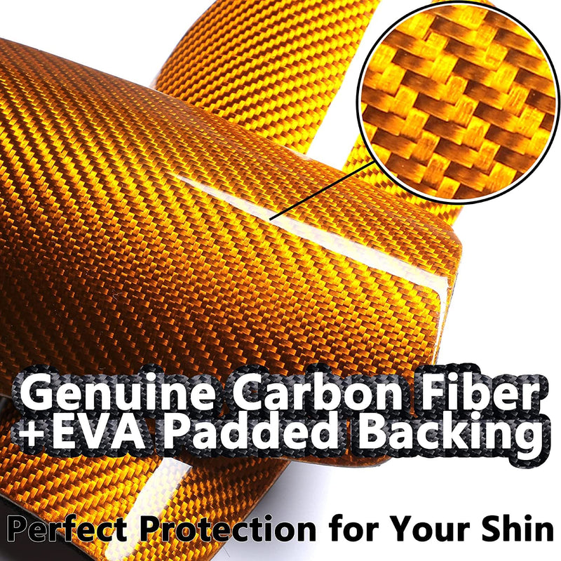 Carbon Fiber Soccer Shin Guards, with Portable Carrying Case and Sleeves, Super Strong, Ultra Light, Shock Resistance, Air Permeability, Suitable for Adult, Youth, Kid, Effective Protection yellow+sleeves Small - BeesActive Australia