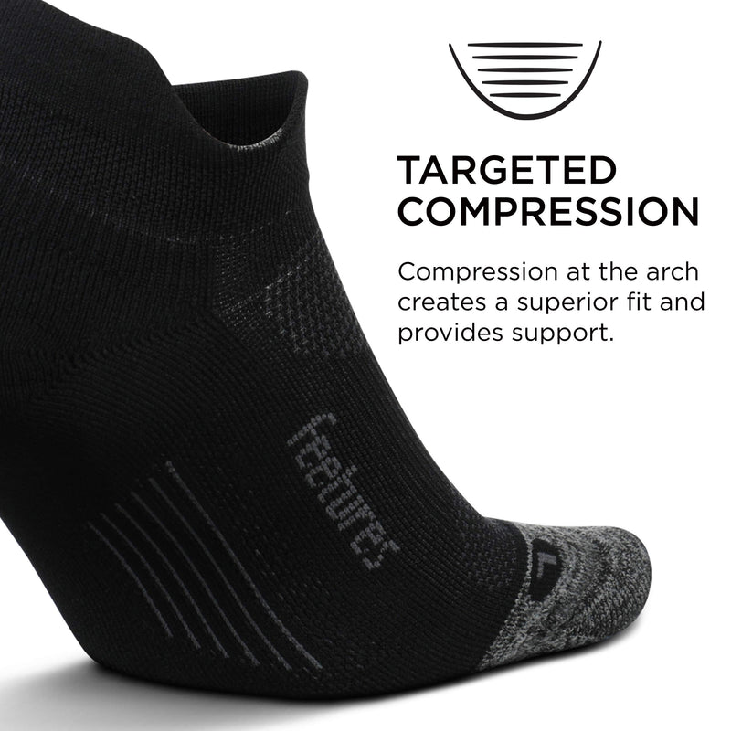 [AUSTRALIA] - Feetures Unisex Elite Light Cushion No Show Tab Sock Solid Large Black 