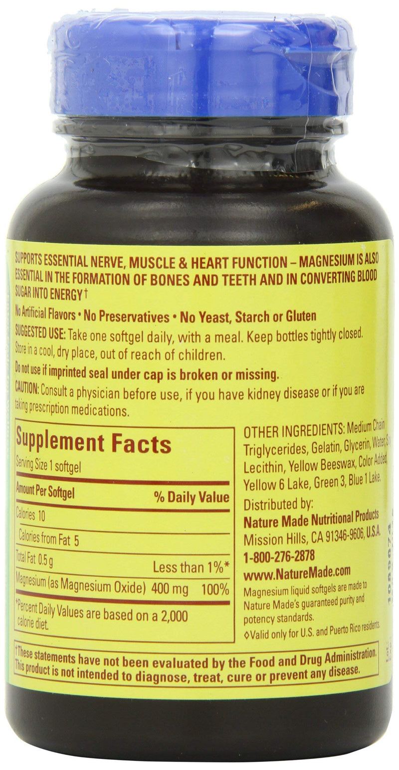 Nature Made High Potency Magnesium 400 mg Softgel - BeesActive Australia