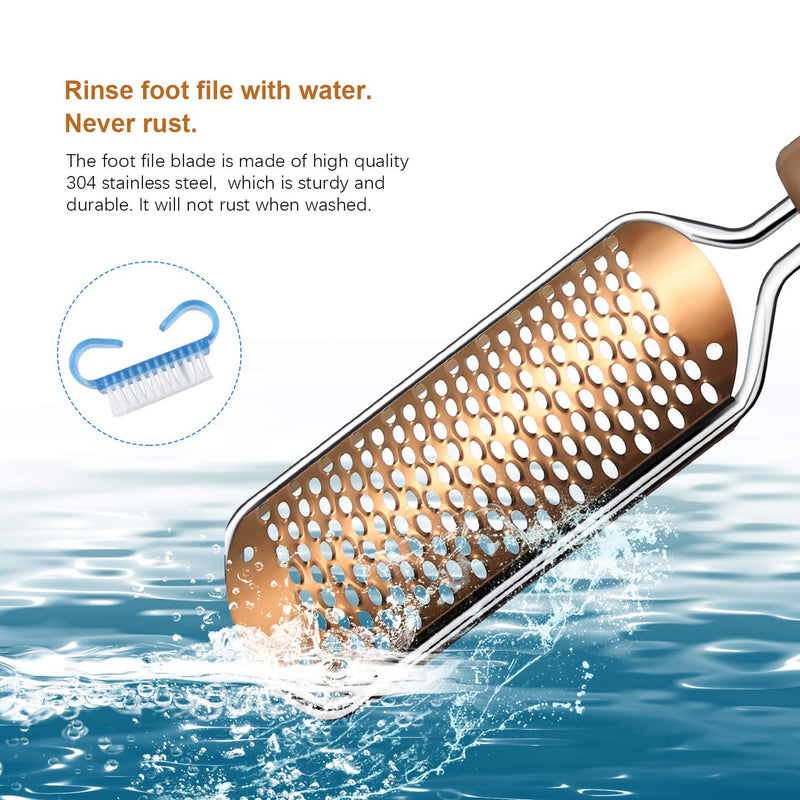 Pedicure Foot File Callus Remover - Large Foot Rasp Colossal Foot Scrubber Professional Stainless Steel Callus File for Wet and Dry Feet (Athens Copper) Athens Copper - BeesActive Australia