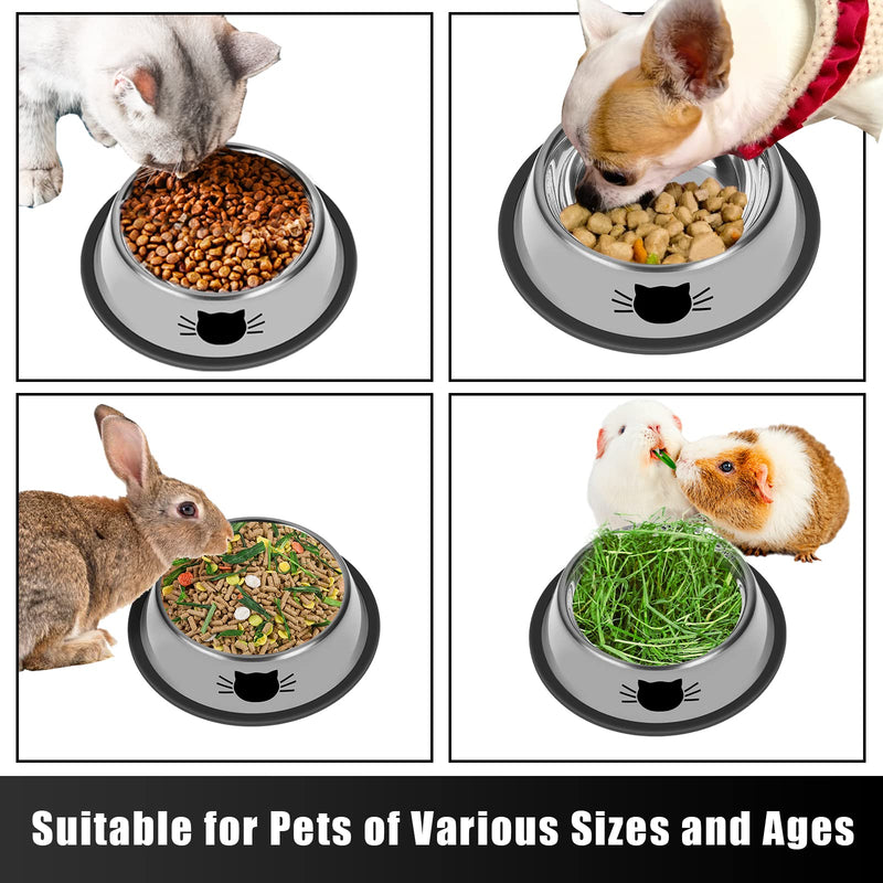 Serentive 2Pcs Cat Bowls Non-Slip Stainless Steel Small Cat Food Bowls Unbreakable Thicken Cat Feeder 13Oz Cat Dishes Suitable for Indoor Small Pets Removable Rubber Base Easily Silver - BeesActive Australia