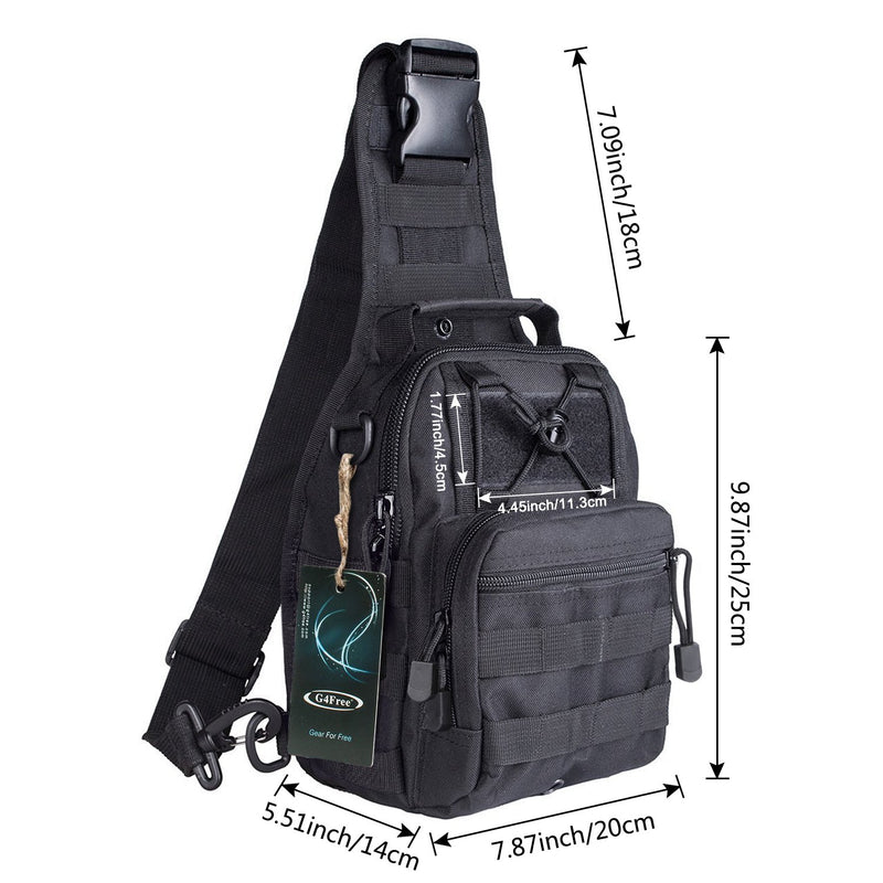 G4Free Outdoor Tactical Bag Backpack, Military Sport Bag Pack Sling Shoulder Backpack Tactical Satchel for Every Day Carry Black - BeesActive Australia
