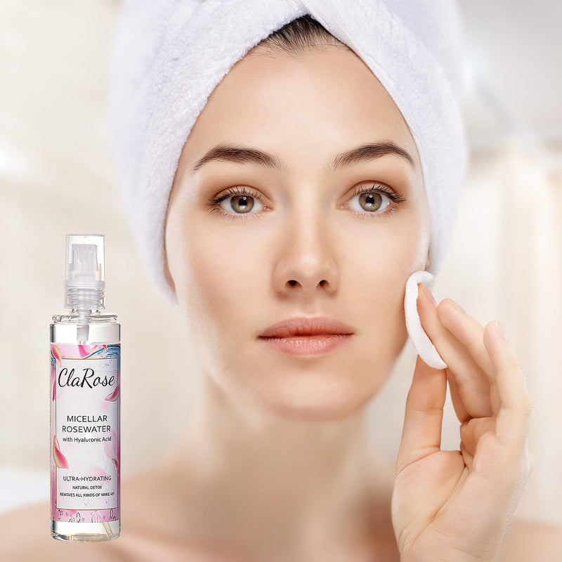 ClaRose Micellar Water with Hyaluronic Acid and 100% Natural Vegan Rosewater, 300 ml, (Pack of 2) - BeesActive Australia
