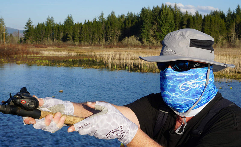 [AUSTRALIA] - Fishoholic Fingerless Fishing Gloves (2 Colors) UPF50+ w' Super Grip & Sun Protection Glove for Men and Women Kayaking Paddling Biking Hiking or Rowing (R) Fishaholic 1: GreyCamo L / XL 