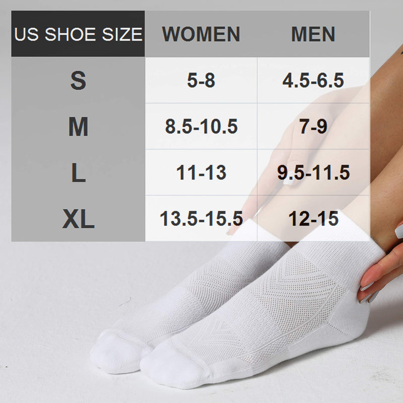 CelerSport 6 Pack Men's Ankle Socks with Cushion, Sport Athletic Running Socks White 9-12 - BeesActive Australia