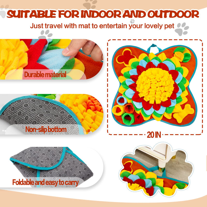 Meilzer Snuffle Mat for Dogs Pet Treats Feeding Mat for Small/Medium Breed Dogs Non-Slip/Portable/Durable Interactive Dog Puzzle Toys Encourages Natural Foraging Skills Four Leaf Clover - Blue - BeesActive Australia