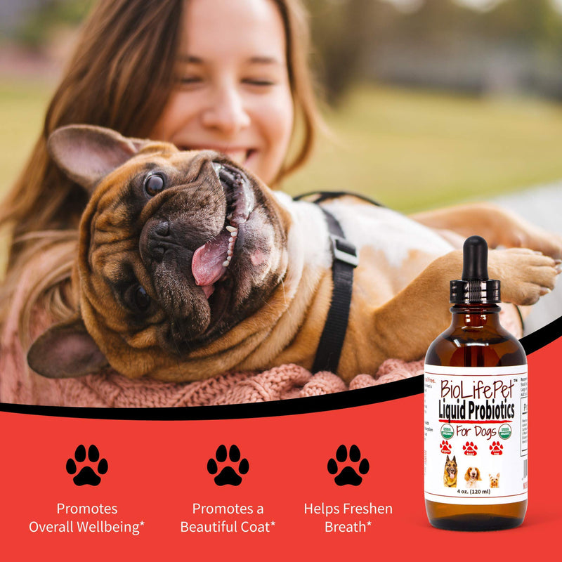 LiviaOne BioLifePet Liquid Probiotics for Dogs, Organic Dog Probiotic Supplements, Puppy and Dog Pet Probiotics, 4 Fl Oz (Pack of 1) - BeesActive Australia