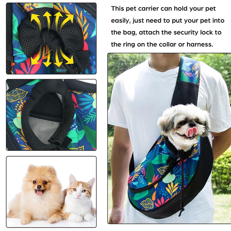 Pet Dog Sling Carrier Breathable Mesh Sling Bag Safe Hands Free Adjustable Dog Satchel for Small Dogs Cats to Outdoor Travel Large Rainforest - BeesActive Australia