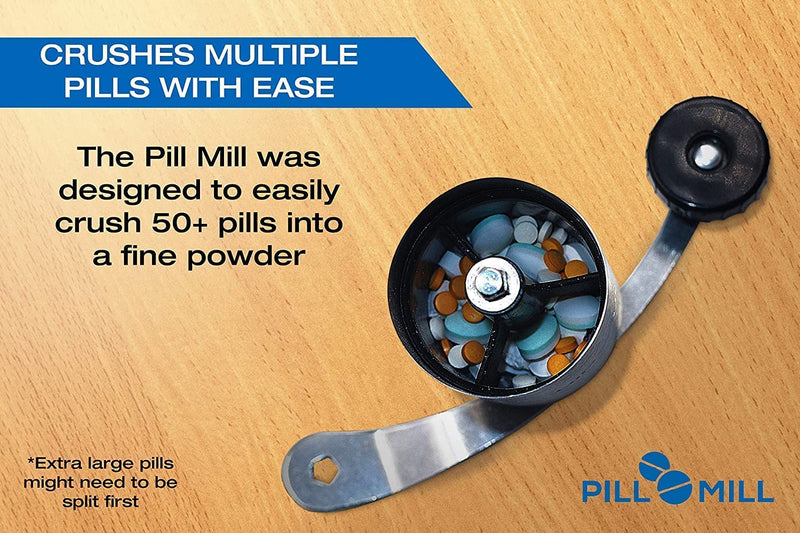Pill Mill Pill Crusher - Crushes Multiple Tablets to a Fine Powder - Metal Medicine Grinder - Tablet Pulverizer Perfect for Travel - Great for Feeding Tube use, Pets or easier Medicine intake for Kids - BeesActive Australia