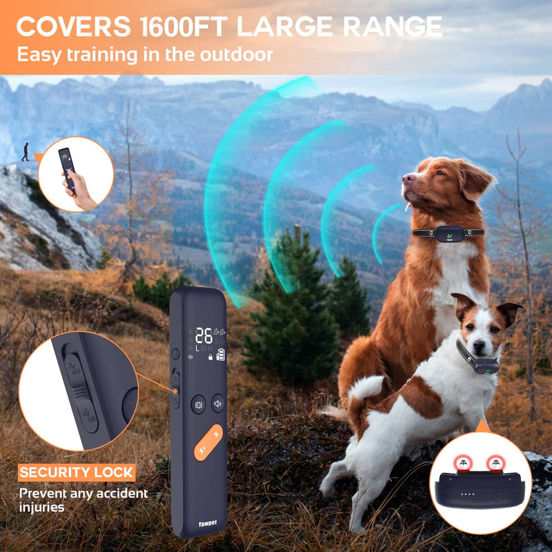 Dog Shock Collar-Dog Training Collar with Remote 1600FT,Vibrating Collars with 3 Training Modes, IPX7 Waterproof E-Collar Electric Bark Dog Collar for All Breeds, Sizes Dark Blue 1 Collar - BeesActive Australia