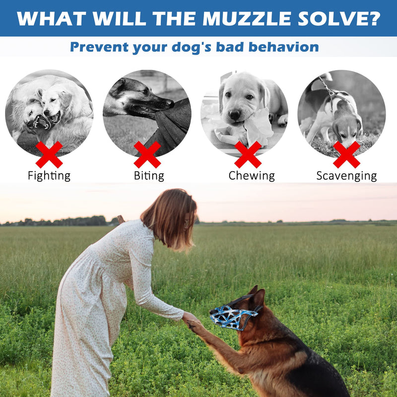 Dog Muzzle，Printed Soft Elastic Dog Muzzles to Prevent Biting Chewing, Breathable Humane Basket Muzzle for Dogs L（3.54"x 10.23") - BeesActive Australia