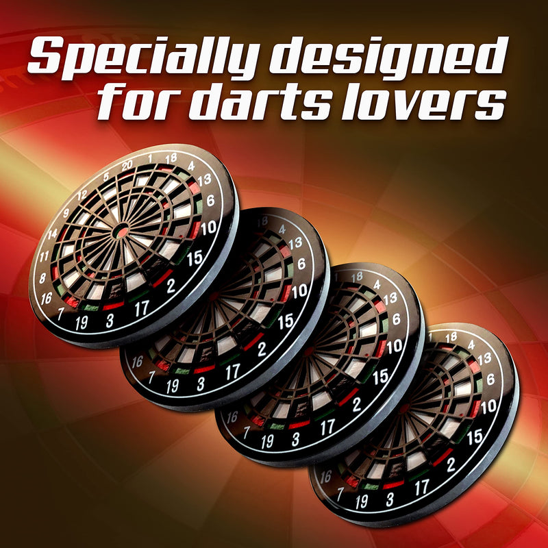 IgnatGames Darts Coasters for Drinks - Set of 4 Round Rubber Coasters with Dartboard Theme & Stylish Cardboard Case - Non Slip Coaster Set Perfect for Homes and Bars - BeesActive Australia