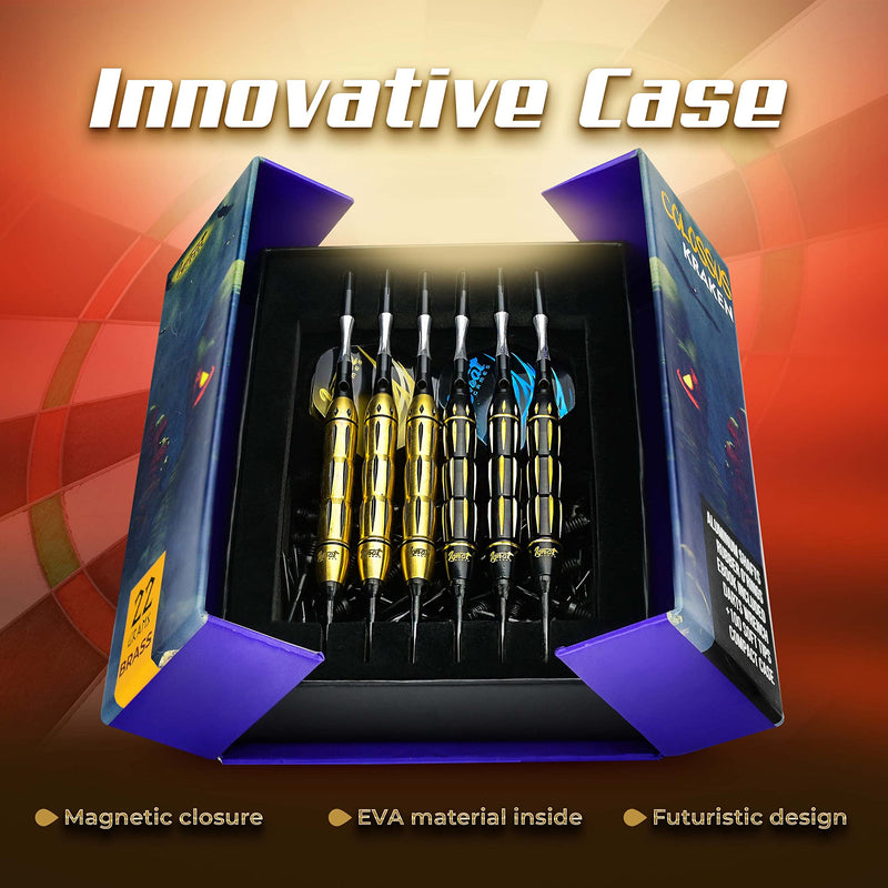 IgnatGames Plastic Tip Darts Set - Soft Tip Darts for Electronic Dart Board - Aluminum Shafts with O'rings, Extra Tips and Extra Flights + Dart Wrench + Innovative Case 22g Colossus Kraken - BeesActive Australia