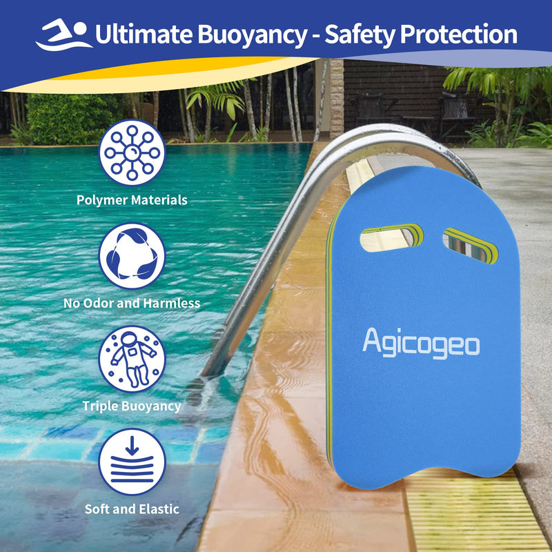 Agicogeo Swimming Training Kickboard for Adults, High Buoyancy Swim Kickboard for Kids, Swimming Class Pool Aids Float Equipment Blue - BeesActive Australia