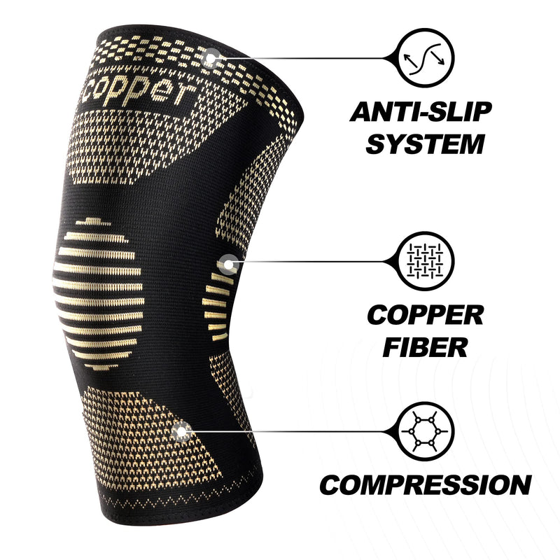 JHVW Copper Knee Braces for Knee Pain(2 pack)- Knee Compression Sleeve Support for Men & Women,Arthritis,Working Out Large - BeesActive Australia
