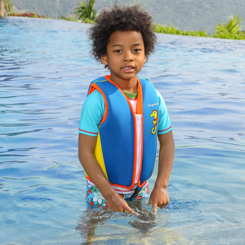 Gogokids Kids Swim Jacket Float Vest Swimsuit - Boys Girls Children Neoprene Swimwear Buoyancy Jacket Floating Suit Medium Blue - BeesActive Australia