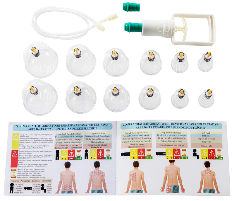 Uplife Chinese Cupping Therapy Set, 12 Vacuum Air Suction Cups with Pumping Handle, Anti Cellulite Massage for Back/Neck - BeesActive Australia