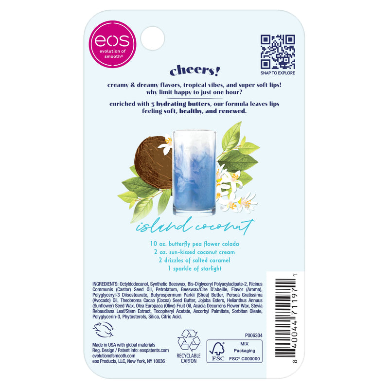 eos Sunset Sips Lip Butter Tube- Island Coconut, 24-Hour Moisture, Overnight Lip Mask, Lip Care Products, 0.35 fl oz - BeesActive Australia