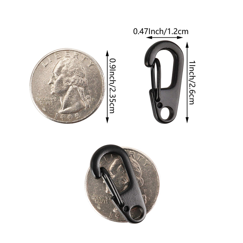 SWATOM Mini SF Alloy Carabiner Clip Tiny Spring Snap Hook Carabiners for Backpack Camping Bottle Using Keychains Accessories 5p Black+keyring - BeesActive Australia