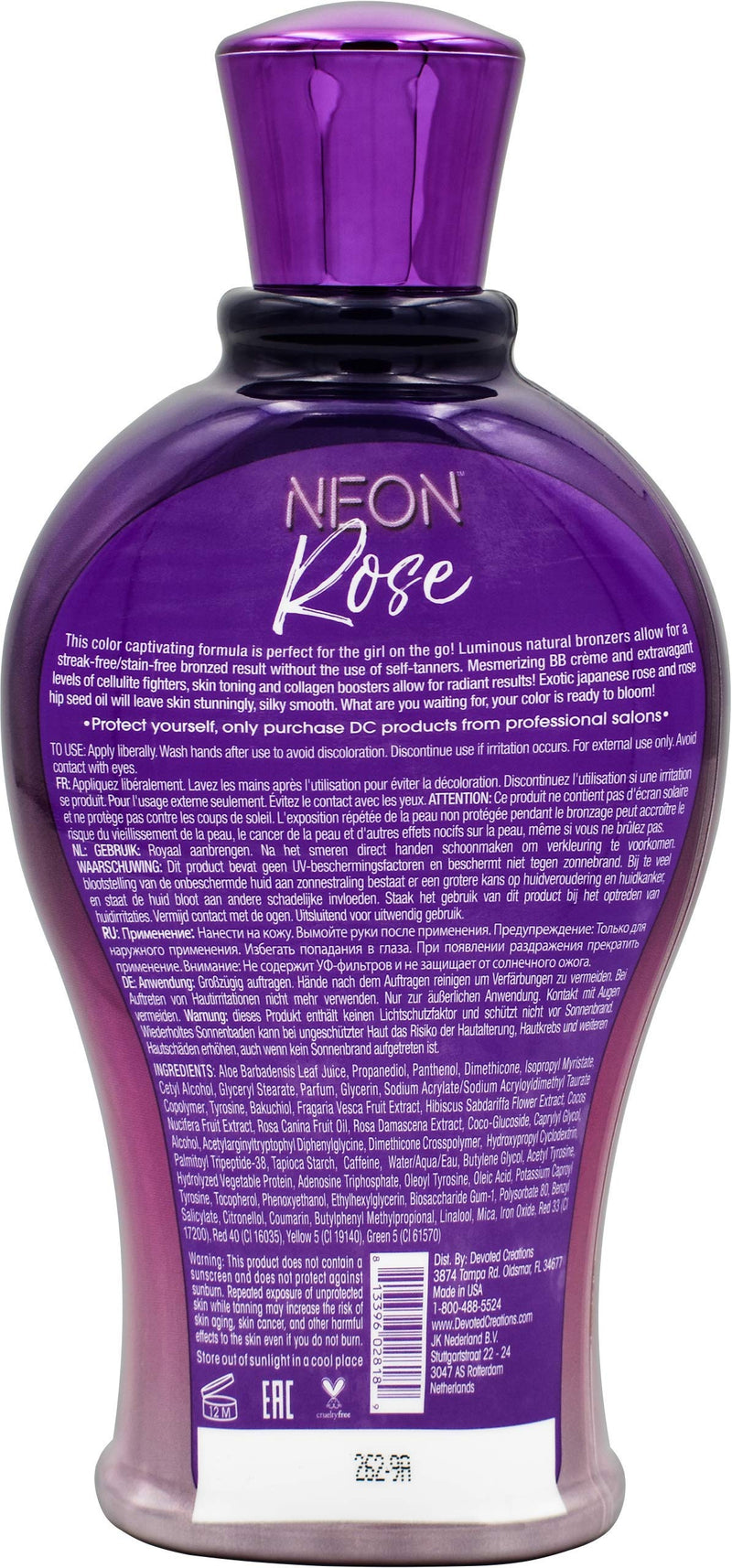 Devoted Creations Neon Rose Tanning Lotion with Natural Bronzers 12.25 oz - BeesActive Australia