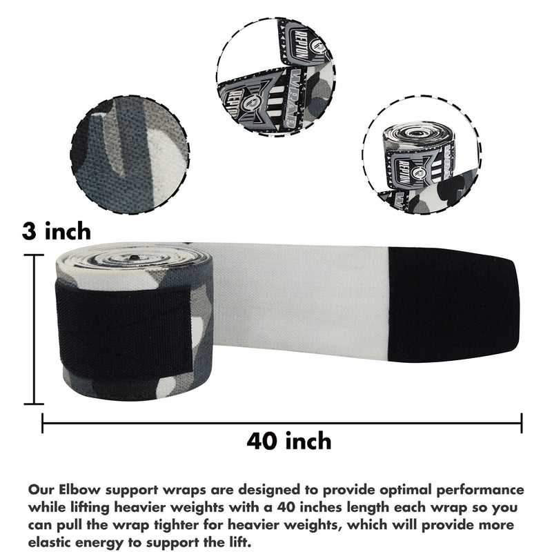 REPTON Elbow Wrap, Elbow Sleeves Support for Weightlifting, Powerlifting, CrossFit and Tendonitis | Adjustable Strap Compression Splint for Left and Right Size, Reversible Stabilizer (Grey Cemo) Grey Cemo - BeesActive Australia