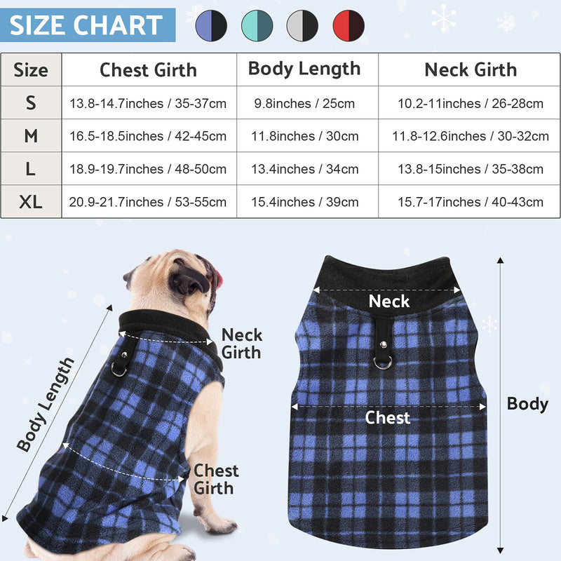 4 Pieces Fabric Dog Sweater with Leash Ring Winter Fleece Vest Dog Pullover Jacket Warm Pet Dog Clothes for Puppy Small Dogs Cat Chihuahua Boy Plaid Medium - BeesActive Australia