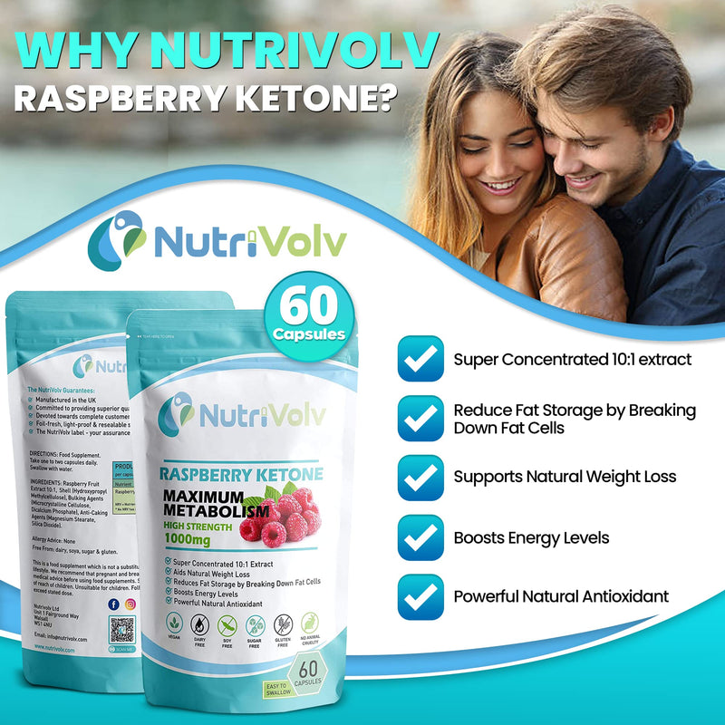 Pure 100% Raspberry Ketones 1000mg Per Serving Powerful Weight Loss Supplement that Provides Energy Boost Metabolism | 60 Capsules - BeesActive Australia