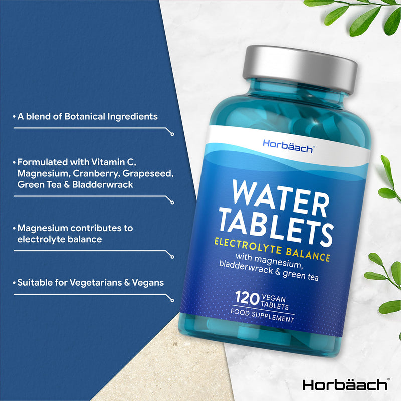 Water Tablets | 120 Tablets | Vegan Electrolyte Balance for Women and Men | by Horbaach - BeesActive Australia