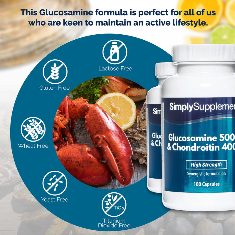 Glucosamine 500mg & Chondroitin 400mg | Support for an Active Lifestyle | 2X 180 Capsules | Manufactured in The UK - BeesActive Australia