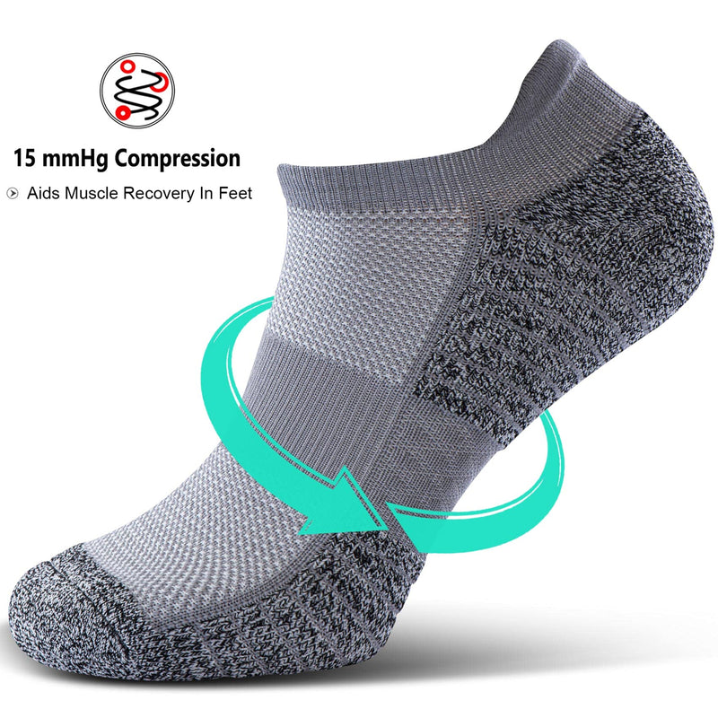 SITOISBE No Show Sports Compression Socks for Men and Women Circulation 4/8 Pack Large Grey (4 Pairs) - BeesActive Australia