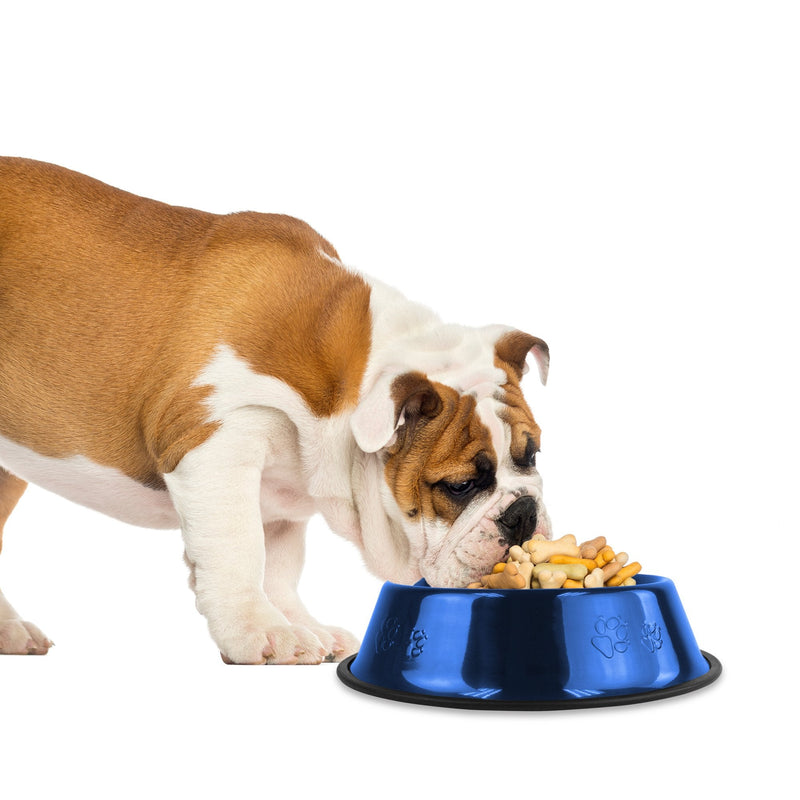 Platinum Pets Embossed Non-Tip Stainless Steel Cat/Dog Bowl Medium Sapphire Blue - BeesActive Australia