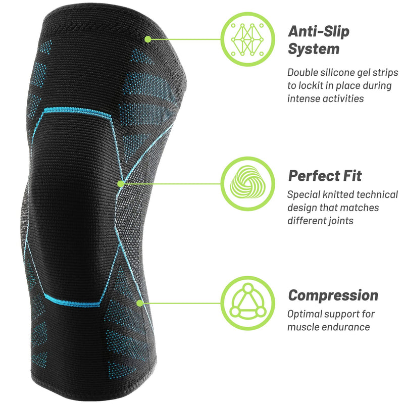 Knee Brace Sleeves 2 Pack Joint Protection and Support Knee Compression Sleeve for Knee Pain Fit for Men and Women - Non-Slip Knee Support for Running, Basketball, Weightlifting - M - BeesActive Australia