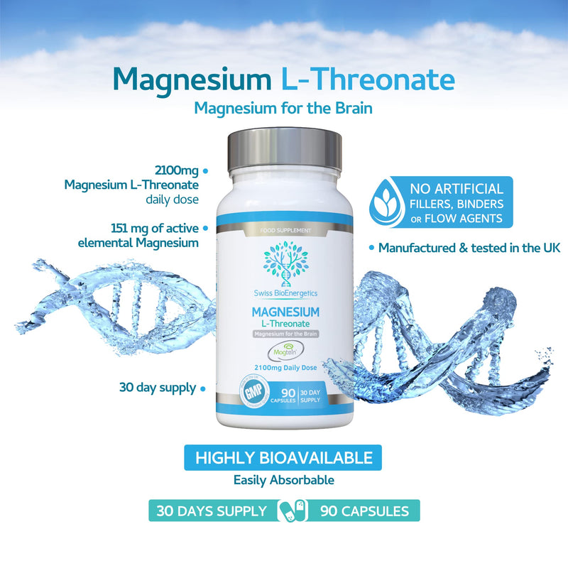 Magnesium L-Threonate 2100mg Daily Dose � 30 day supply - providing 151mg of active elemental Magnesium from Magtein - Easily Absorbable - Highly Bioavailable � No Artificial fillers - UK Manufactured - BeesActive Australia