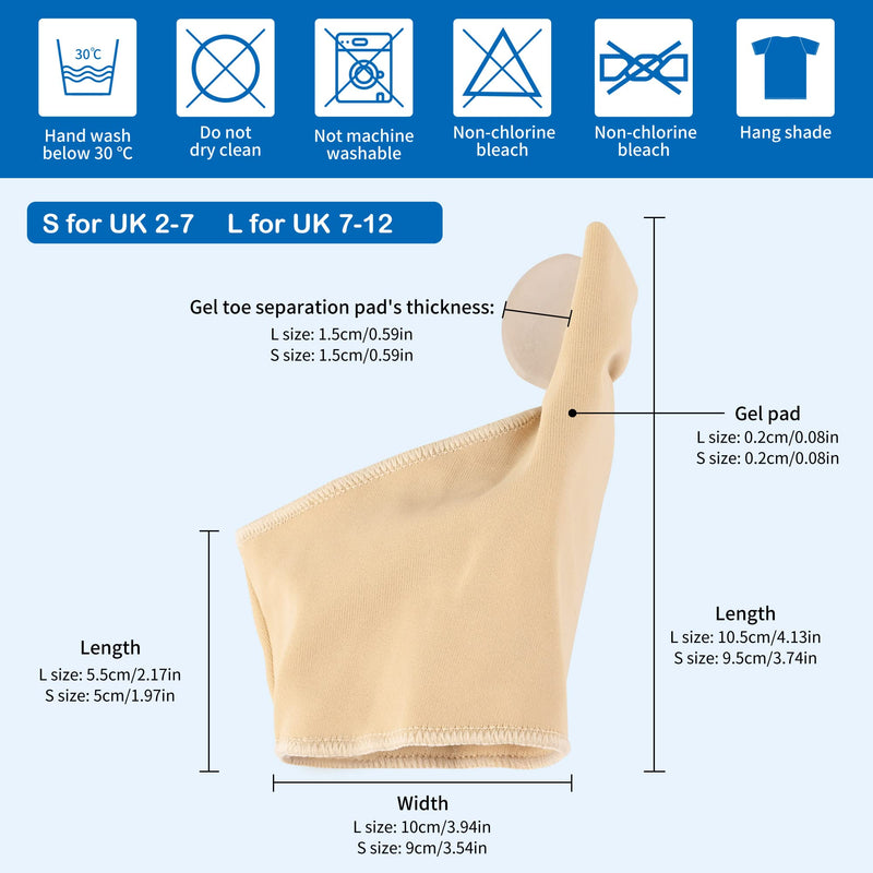 Bunion Corrector Big Toe Separator Bunion Splint Sleeve 1 Pair of Bunion Relief Sleeve with Silicone Bunion Pad Protector,Scientific Correction of Bunion Day and Night Wearable (Beige & Small) S Beige - BeesActive Australia