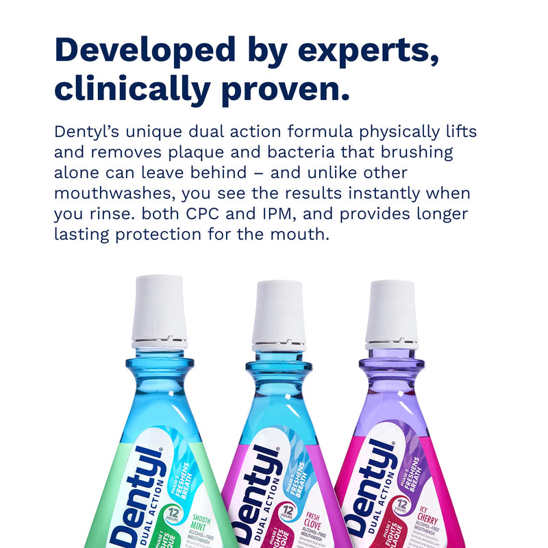 Dentyl Dual Action CPC Mouthwash, 12hrs Fresh Breath & Total Care, Alcohol Free, ICY Cherry, 500 ml 500 ml (Pack of 1) - BeesActive Australia
