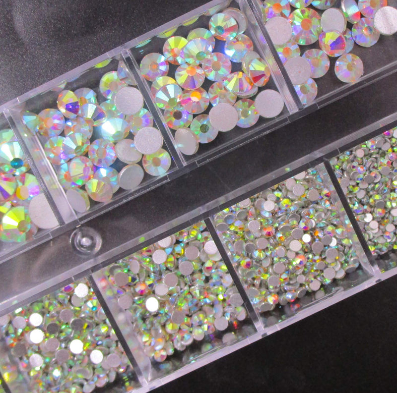 4000pc AB Clear Rhinestone Crystal Beads Gems Flatback Gemstones Mixed Size Jewels Embellishments with Picking Tweezers & Rhinestones Pen for Arts Clothes Shoes Crafts Face Body Makeup Nail DIY. - BeesActive Australia