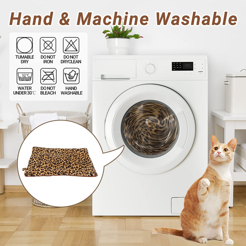 FLYSTAR Cat Bed Mat - Self Self Heating Warming Leopard Cute Cat Pad, Soft Flannel & Cotton, Support Machine Wash and Hand Wash, Comfortable Suitable for Small, Medium, Large Cats/Puppies 19.7"*29.5" - BeesActive Australia