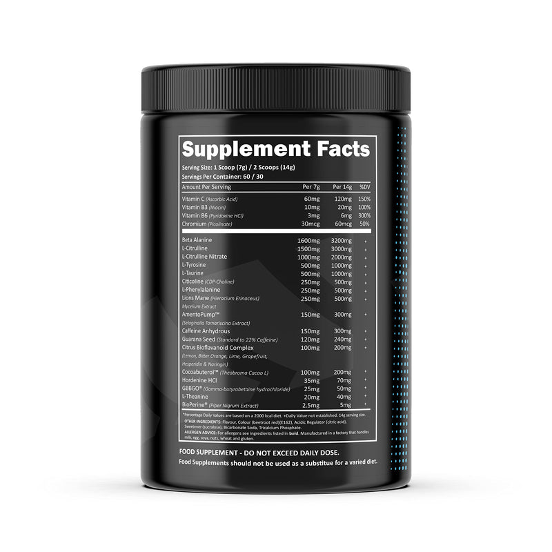 Efectiv Elite Premium Pre Workout Intensifier - Enhanced Energy - Helps Focus - Provides Pumps - with Amentopump, Cocoabuterol and GBBGO - 420grams (Blue Razz Slush) Blue Razz Slush - BeesActive Australia